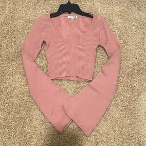 Fashion Nova Cropped Sweater w/ Slit Cut Flared Sleeves